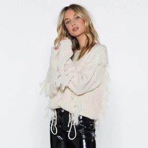 Nasty Gal “Knitted Tassel Lace Up” Sweater